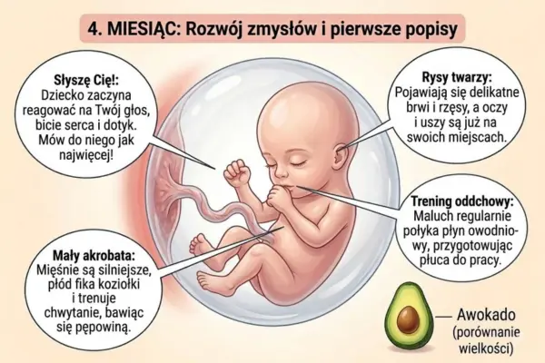 4 miesiąc Jak przebiega rozwój dziecka w 4 miesiącu ciąży
